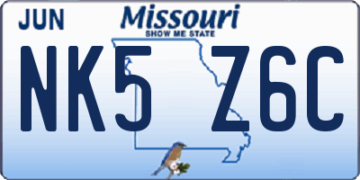 MO license plate NK5Z6C
