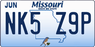 MO license plate NK5Z9P