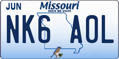 MO license plate NK6A0L