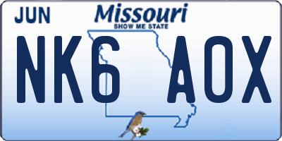 MO license plate NK6A0X