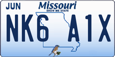 MO license plate NK6A1X