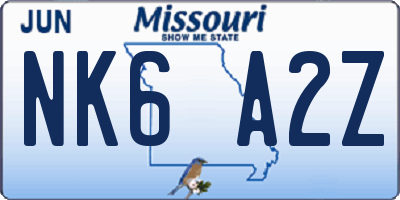 MO license plate NK6A2Z