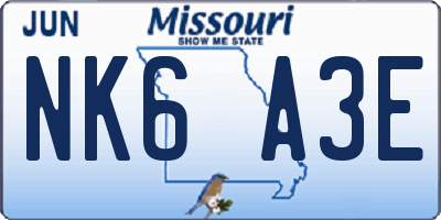 MO license plate NK6A3E