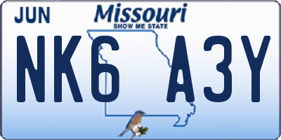 MO license plate NK6A3Y