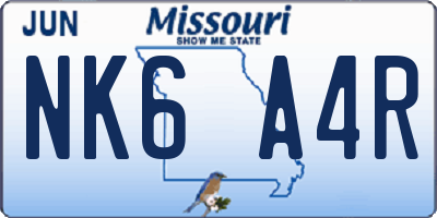 MO license plate NK6A4R