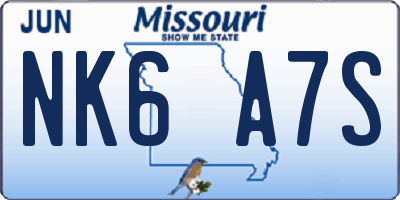MO license plate NK6A7S