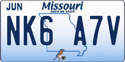 MO license plate NK6A7V