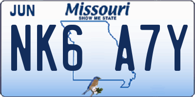 MO license plate NK6A7Y
