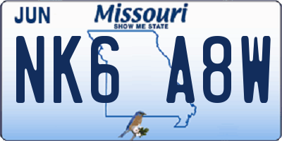 MO license plate NK6A8W