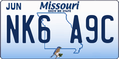MO license plate NK6A9C