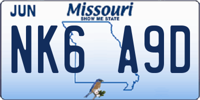 MO license plate NK6A9D