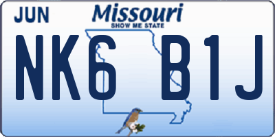 MO license plate NK6B1J