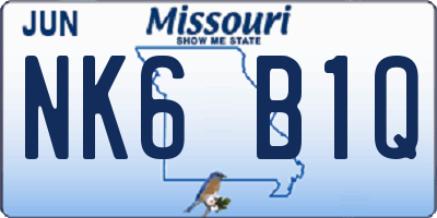 MO license plate NK6B1Q