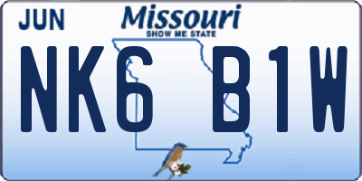 MO license plate NK6B1W