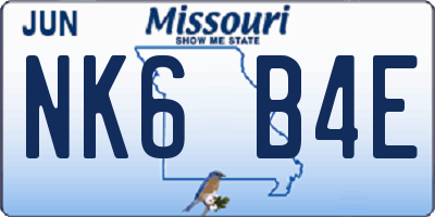 MO license plate NK6B4E