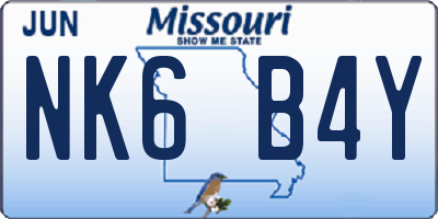 MO license plate NK6B4Y