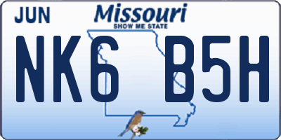 MO license plate NK6B5H