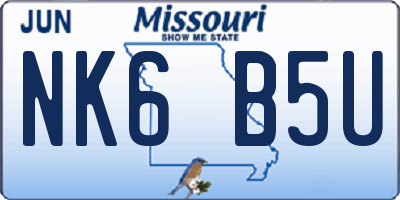 MO license plate NK6B5U