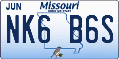 MO license plate NK6B6S