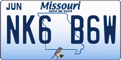 MO license plate NK6B6W