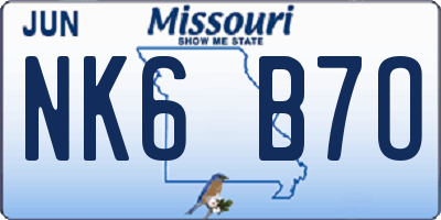 MO license plate NK6B7O