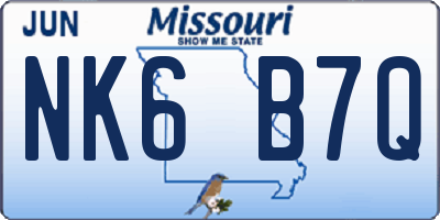 MO license plate NK6B7Q