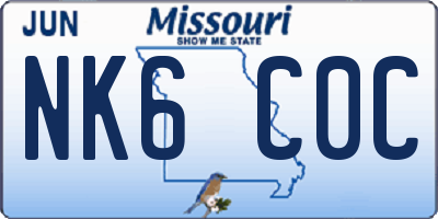 MO license plate NK6C0C