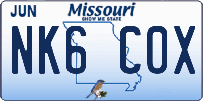 MO license plate NK6C0X