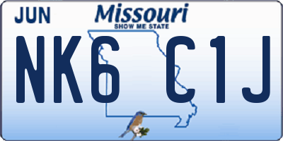 MO license plate NK6C1J