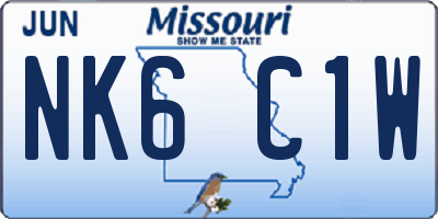 MO license plate NK6C1W