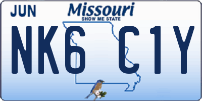 MO license plate NK6C1Y