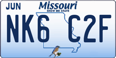 MO license plate NK6C2F