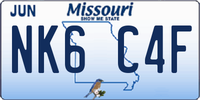 MO license plate NK6C4F