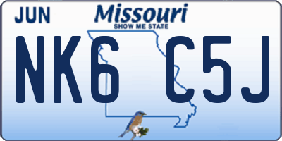 MO license plate NK6C5J