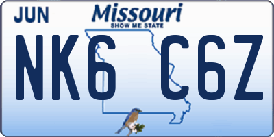 MO license plate NK6C6Z