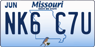 MO license plate NK6C7U