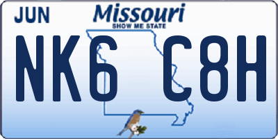 MO license plate NK6C8H