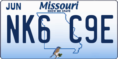 MO license plate NK6C9E