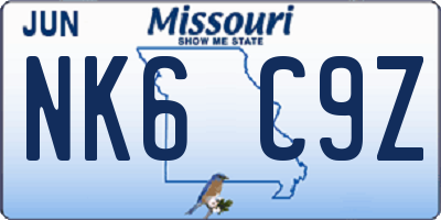 MO license plate NK6C9Z