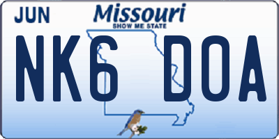 MO license plate NK6D0A
