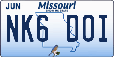 MO license plate NK6D0I