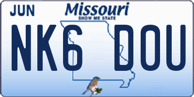 MO license plate NK6D0U
