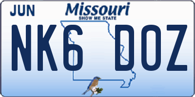MO license plate NK6D0Z