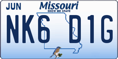 MO license plate NK6D1G