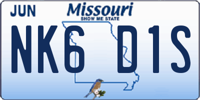 MO license plate NK6D1S