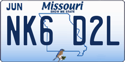 MO license plate NK6D2L