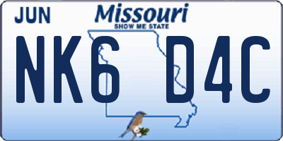 MO license plate NK6D4C