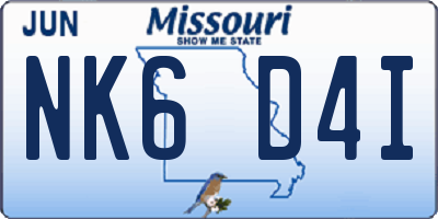 MO license plate NK6D4I
