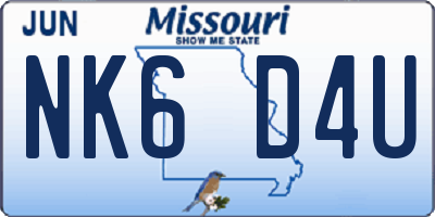 MO license plate NK6D4U