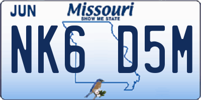 MO license plate NK6D5M